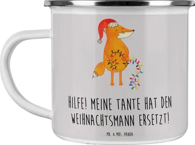 Produktbild von Mr. & Mrs. Panda Teetasse Tante Weihnachten - Grau Pastell - Geschenk, für, becher emaille, Pott, Tasse, Verwandtschaft, Verwandte, Geschenke, Familie, Teebecher, Haferl