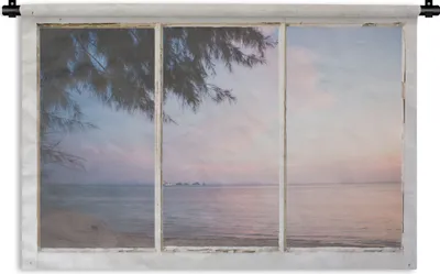 Produktbild von MuchoWow® Wandteppich Wandbehang Aussicht - Palme - Meer 60x40 cm Tapisserie Dekoration Wandtuch - Wanddekorationen
