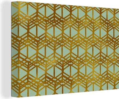 Produktbild von OneMillionCanvasses® - Leinwandbilder - 140x90 cm, Muster - Luxus - Gold - Hellgrün, Wandbilder Kunstdruck Wanddekoration