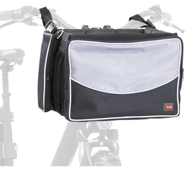 Produktbild von TRIXIE Hundefahrradkorb Front-Box für vorne mit Außentaschen und Schultergurt - schwarz/grau - 41 × 26 × 26 cm