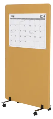 Productafbeelding van Akoestische scheidingswand HWC-G77, kantoorscheiding met zichtbescherming, verrijdbaar, dubbelwandig, met stoffen/textiele bekleding, ongeveer 147x80 cm, geel