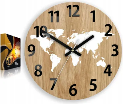 Produktbild von ModernClock, Eichenholz Uhr, wanduhr holz, 33cm, Silent Wanduhr, Wohnzimmeruhr