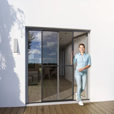 Produktbild von Yoursol Alu Insektenschutz Schiebetür 120x240cm anthrazit Fliegengitter Tür