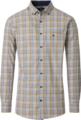 Produktbild von REDMOND Herren Freizeithemd Langarm Button-Down Comfort Twill Gelb Karo 6XL