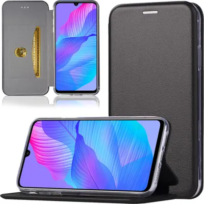 Produktbild von Handy Schutz Hülle für Huawei P Smart S Handytasche mit Magnetdeckel Kartenfach und Standfunktion Klapphülle Schwarz
