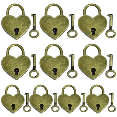 Immagine prodotto di Mini lucchetti vintage, 10 pezzi in metallo con chiave, ideali per diari, scatole portagioie