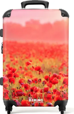 Produktbild von NoBoringSuitcases.com® Großer Koffer - Mohnblumen bei Sonnenuntergang - Kombinationsschloss TSA - Hartschalen Trolley 4 Rollen - 72 liter - Reisekoffer - 66 cmKoffer Mittelgroß 67x43x25 cm, 72L,