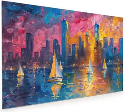Produktbild von Küchenrückwand Spritzschutz Glas mit Motiv Hafenstadt Bei Nacht 40 x 40 cm