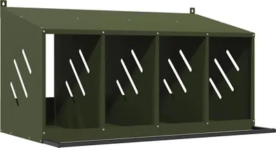 Obrázek produktu pro vidaXL Hnízdní box pro kuřata se 4 přihrádkami Olivově zelený kovový