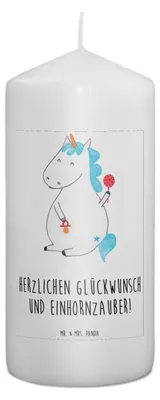 Produktbild von Mr. & Mrs. Panda Kerze Einhorn Baby 15 x 7 cm - Weiß - Geschenk, Unicorn, Schnuller, Stumpenkerze, Wachskerze, Geburtstag, Blockkerze, Erinnerungskerze, Mutter