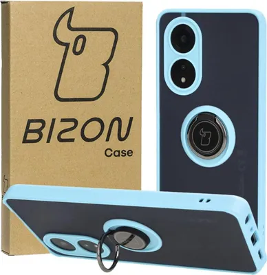 Produktbild von Bizon Case Hybrid Ring Case für Oppo A58 4G, Rauch mit hellblauem Rahmen