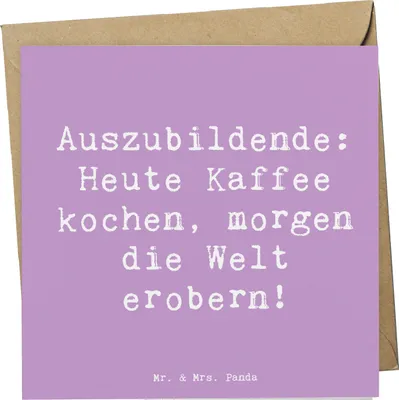 Produktbild von Mr. & Mrs. Panda Grußkarte Spruch Auszubildender Abenteuer - Lavendeltraum - Geschenk, Lernen, doppelkarte, Klappkarte, Motivation, Ziele, Glückwunschkarte, Beruf