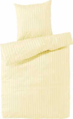 Produktbild von Damast Bettwäsche 135x200 Creme gestreift Bettbezug 135 x 200 Streifen 100% Baumwolle