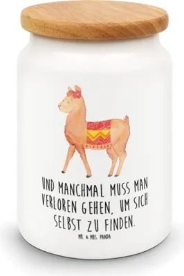 Produktbild von Mr. & Mrs. Panda Frischhaltedose Alpaka Stolz - Weiß - Geschenk, Kaffeedose, behälter, salzdose, Vorratsbehälter, Keksdose, Dose