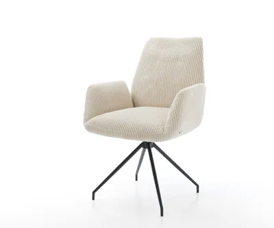 Produktbild von DELIFE Esszimmerstuhl Zoa-Flex Cord Beige Kreuzgestell konisch Schwarz Taschenfederkern