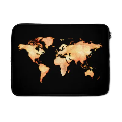 Produktbild von MuchoWow® Laptop Hülle 13 Zoll Weltkarte - Aquarell - Schwarz Laptoptasche - Laptophülle - Sleeve - Rundumschutz