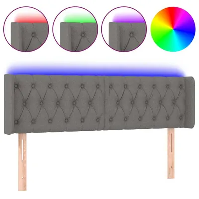Image de vidaXL Tête de lit LED gris foncé 147x16x78/88 cm Tissu