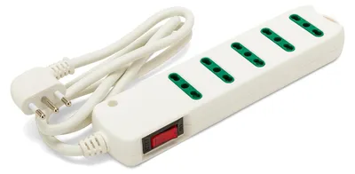 Zdjęcie produktu dla Wielokrotne gniazdko elektryczne włoskie z wtykiem kątowym 10A, przeznaczone do podłączenia do 5 gniazd typu 10/16A.