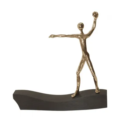 Produktbild von Bronzefigur Der große Wurf 18 cm Wengeholz-Sockel