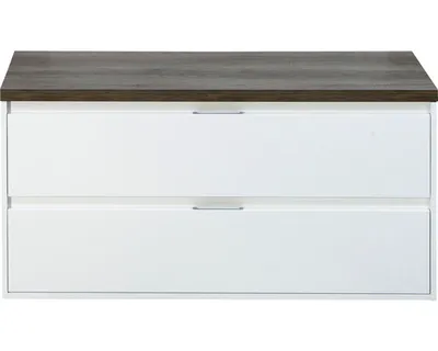 Produktbild von Sanox Waschtischunterschrank Porto BxHxT 120,2 x 58 x 50 cm mit Waschtischplatte weiß hochglanz / Nebraska Eiche