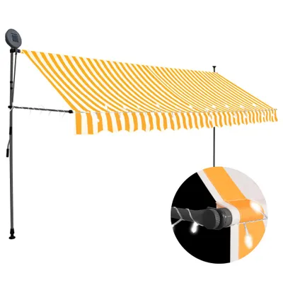 Image de Vidaxl Canopy manual ausziehbar mit LED 400 cm weiß und orange