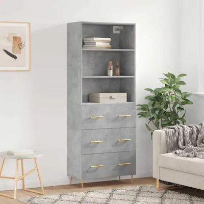 Produktbild von vidaXL Highboard Betongrau 69,5x34x180 cm Holzwerkstoff