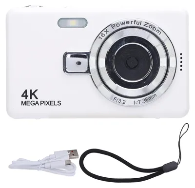Obrázok produktu pre Digitálny fotoaparát 50 MP, rozlíšenie 4K, 16-násobný zoom, 2,4-palcový IPS displej, stabilizácia obrazu, kompaktný selfie fotoaparát, 32 GB