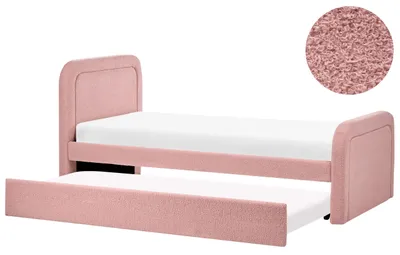Zdjęcie produktu dla BELIANI Łóżko wysuwane różowe boucle 90 x 200 cm ze stelażem dziecięce