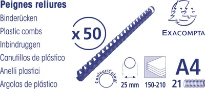 Image de Exacompta Boite 50 reliures spirales plastique 25mm Noir 75701E