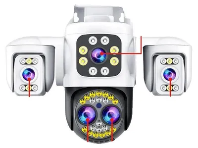 Obrázek produktu pro Bezpečnostní kamera, rozlišení 8K, konstrukce se čtyřmi objektivy, pouze kamera 8K, zástrčka EU