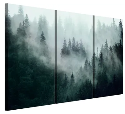 Produktbild von LUMASOUL Leinwand Bilder 3-teilig - Leinwandbild Natur Motiv - Wandbilder Holzrahmen und Webstuhl Wohnzimmer und Schlafzimmer - Bilder 120x80 cm Wald 18