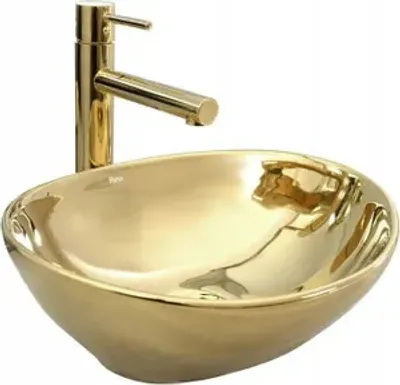 Produktbild von Waschbecken Waschplatz Keramikspüle Gold Waschtisch Kreamik Oval 41x34,5x15cm