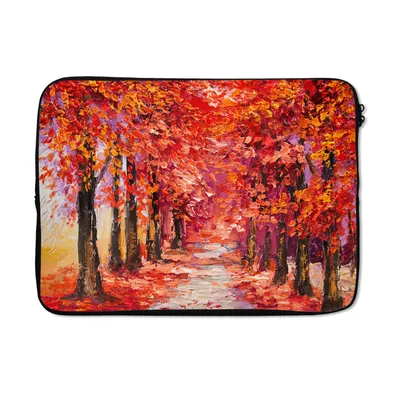 Produktbild von MuchoWow® Laptop Hülle 13 Zoll Gemälde - Bäume - Herbst - Ölgemälde Laptoptasche - Laptophülle - Sleeve - Rundumschutz
