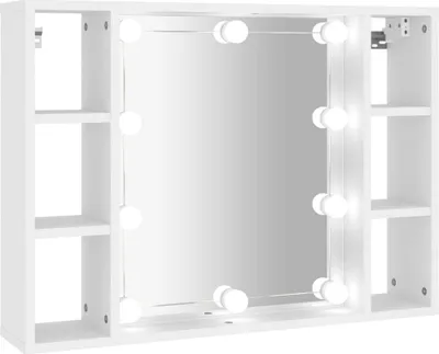 Zdjęcie produktu dla vidaXL Szafka lustrzana z LED biała 76x15x55 cm