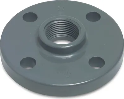 Produktbild von Profec Gewindeflansch PVC-U DIN Flansch DN50 x 2 Zoll IG - LK 125 mit 4 x Ø 18 mm (PN10/16)