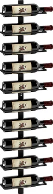 Produktbild von HOMCOM Weinregal Flaschenregal für 10 Weinflaschen, Flaschenhalter zur Wandmontage Aufbewahrungsregal aus Stahl, Weinflaschenregal für Küche, Esszimmer Schwarz