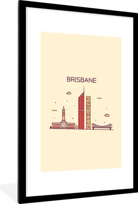 Produktbild von MuchoWow® MuchoWow® Gerahmtes Poster Brisbane - Australien - Skyline 60x90 cm - Poster mit zchwarzem Bilderrahmen - Dekoration - Wandposter Wohnzimmer - Hochwertig