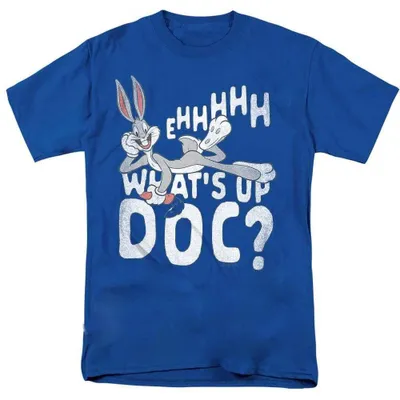 Image de T-shirt Looney Tunes - "What's Up Doc" - Unie, pour hommes et femmes, modèle TV38002 (Taille L) (Bleu roi), productTiles.product.images.aiGenerated