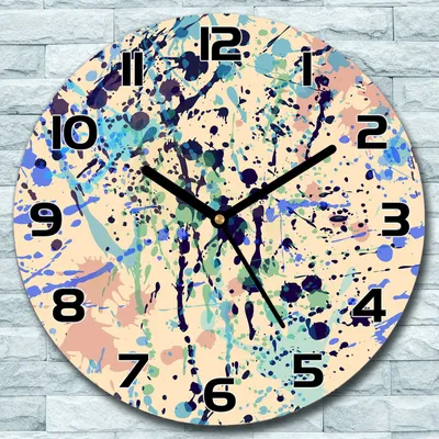 Produktbild von Wanduhr aus Glas Rund fi 30 Aquarell gelb blau Quarz Deko Schlafzimmer Büro