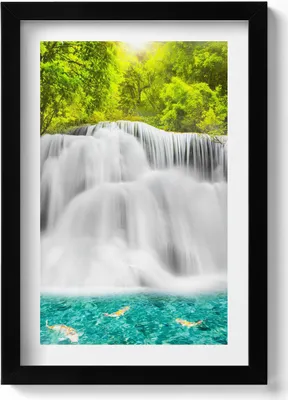 Produktbild von Huai Mae Khamin Wasserfall in Thailand– Wandbild mit Rahmen – Gerahmtes Bild  – Wanddekoration – 20x30 cm – Schwarz