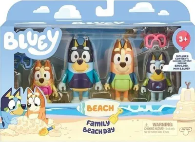 Image de Bluey La Famille à la Plage, 4 Figurines, Univers Miniature, Moose Toys, Dès 3 Ans