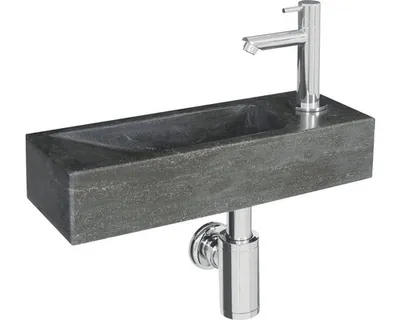 Obrázok produktu pre Malé umývadlo Differnz prírodný kameň čierna chróm 38 x 14 x 8 cm 38.004.15