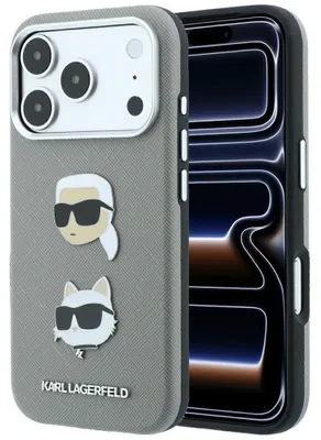 Zdjęcie produktu dla Karl Lagerfeld, podkładka pod telefon z obrotową podstawką 360 stopni, z motywem głowy Choupette, kompatybilna z MagSafe, dla Apple iPhone 18 Pro Max / 17 Pro Max, kolor czarny