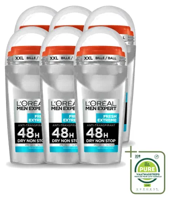 Produktbild von 6 x L’Oréal Paris Men Expert Fresh Extreme Deodorant Roller - 50 ml - Großpackung - 6 Stücke