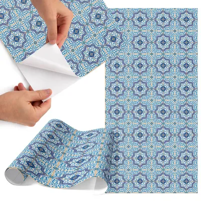 Produktbild von Möbelfolie 50x100 cm - Klebefolie Möbel - Selbstklebende Folie - Folie für Möbel - Möbelfolie Küche - Klebefolie Küche - Möbelfolie Schrank - Wasserdicht - Abwaschbar - Selbstklebend - Luftblasenfrei - Rückstandslos entfernbar - Geometrische Muster