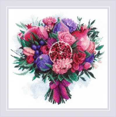 Produktbild von Riolis Kreuzstich Stickpackung "Fruchtiges Bouquet", Zählmuster, 25x25cm