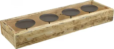 Produktbild von Adventskerzenhalter Holztablett Rustikal Antik-Optik Weißwashed Deko-Tablett Weihnachten L48cm