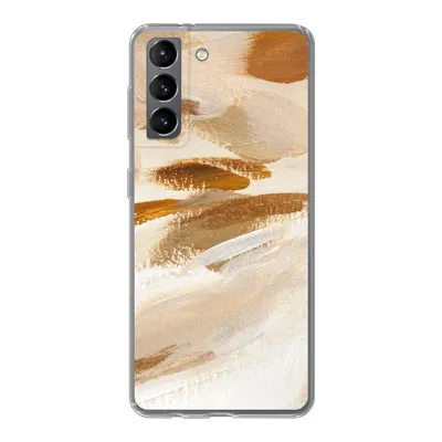 Produktbild von MuchoWow® Handyhülle Schutzhülle Hülle für Samsung Galaxy S21 Farbe - Beige - Weiß Silikon Softcase Handy Hülle - Softcase