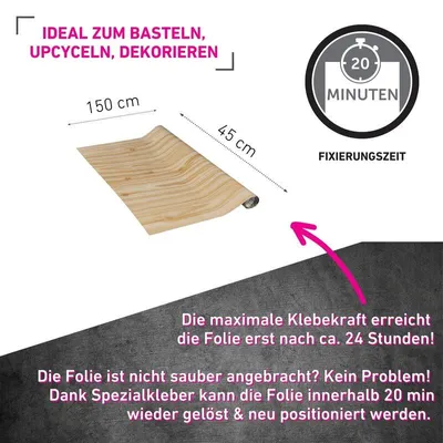 Produktbild von Venilia Klebefolie Kiefer Holzoptik 45x150cm, glänzend und abwischbar