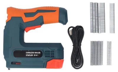 Image de Pistolet à clous sans fil, portable, alimenté par batterie et rechargeable via USB, pour le travail du bois